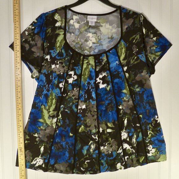 Jaclyn Smith, Black Blue Top, 2X - Picture 4 of 6